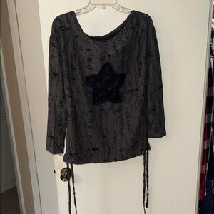 Charcoal Star Patterned Women's Sweatshirt